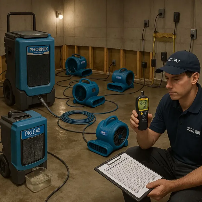 Structural Drying and Dehumidification process in La Puebla, NM